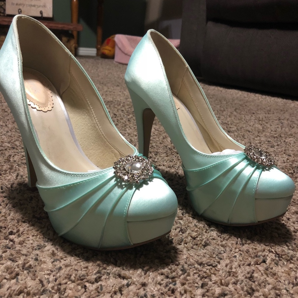 Light blue platform heels